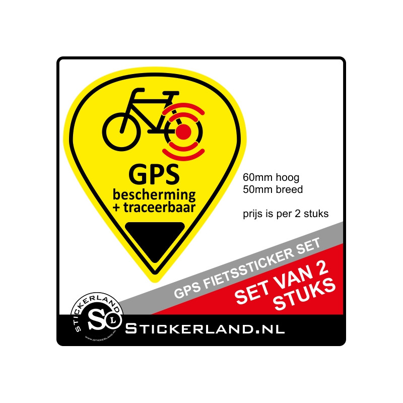 vraag naar gebonden menigte GPS Fietssticker set van 2 geel