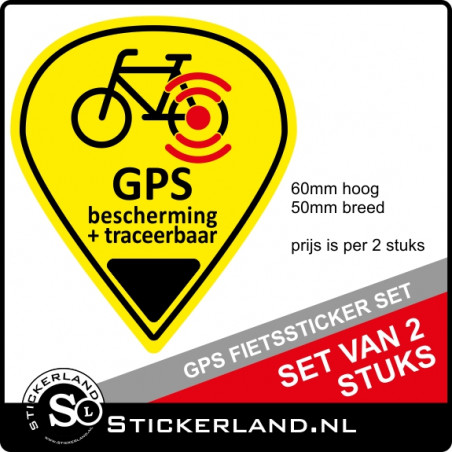 verlies uzelf paneel kleermaker GPS Fietssticker set van 2 geel