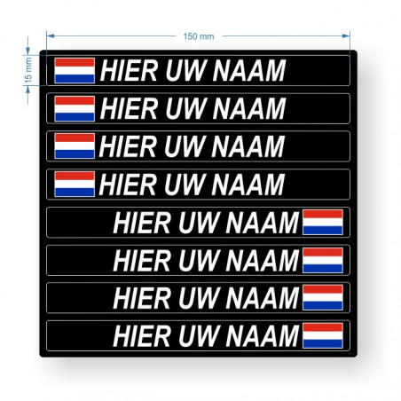 Staren Marine Scheiden Naamstickers met Nederlandse vlag - Zwart - set van 8 stickers