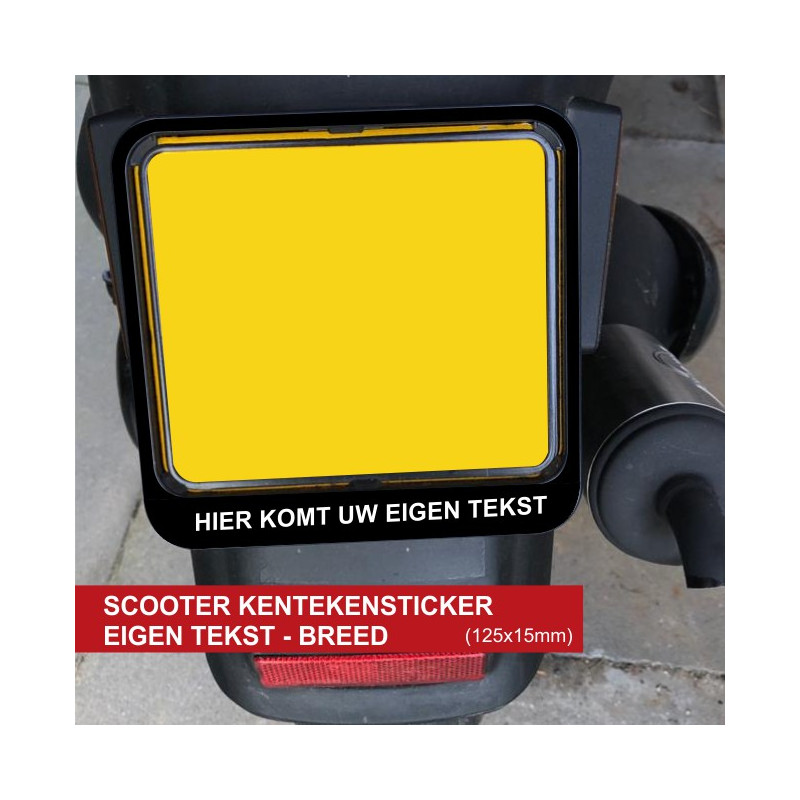 Kenteken Sticker Scooter Eigen Tekst Brede Versie 125x15mm 4356